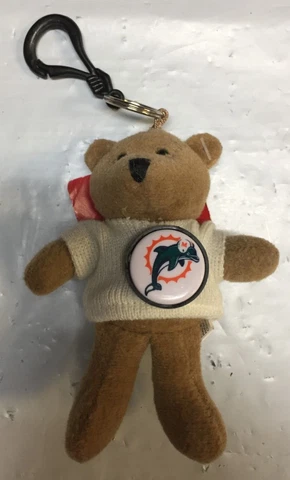 Miami Dolphins NFL  5" Plush Bear Backpack Clip & Keychain Cover