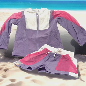 Girls Hoodie Shorts Pink Purple Outfit Sz 6 NEW School Pockets Zipper 136 - Picture 1 of 5