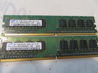 2x Samsung 512MB M378T6553CZ3-CE6 0642 PC2-5300U 555 1Rx8 Memory RAM - Immagine 1 di 4