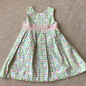 GYMBOREE SUNDRESS, 7, SLEEVELESS, WRAP DRESS, TURTLES ON PINK, RIBBON TRIM - Picture 1 of 5