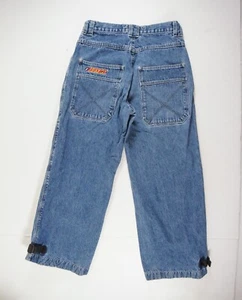 Vintage Lee Pipes Jeans Kids Large 27x25 Blue Denim Pants BMX Wide Leg Youth Y2K - Picture 1 of 14