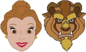 CROSS STITCH+ CRAFT PATTERN 2 Set Beauty Beast Prince Adam Belle Faces Princess - Picture 1 of 16