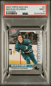 Pegatinas Macklin Celebrini Topps Now NHL #6 2024 novato RC PSA 9 - Imagen 1 de 2