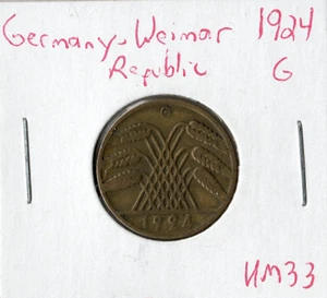 Moneda Alemania (Weimar) 10 peniques de jubilación 1924 G KM33 - Imagen 1 de 2
