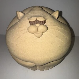 Alcancía Fat Cat vintage años 70 gres cerámica diseño de arte popular con corcho - Imagen 1 de 10
