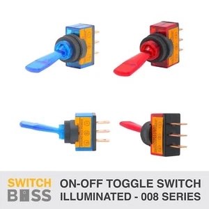 On-Off LED Toggle Switch Illuminated SPST 12V 12mm Panel Car Marine Light Boat - Picture 1 of 16