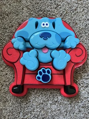 Mattel Blues Clues BLUE -Thinking Chair 10 Pc Tray Puzzle Blue Red Plastic 1998 - Image 1 of 4