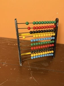 Antique 1950s Old Wooden Standing Abacus Counting Math School Bar Kitchen - Picture 1 of 8