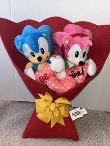 Sonic the Hedgehog & Amy Rose SEGA Valentine's Day Plush Bouquet 2024 RARE - Picture 1 of 9