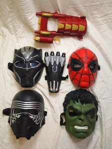 Lot 6 Superhero Masks / Weapons Hulk Spiderman, Ironman Kids Bundle Costume - Picture 1 of 7