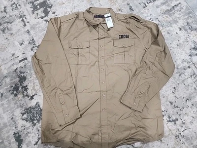 New Coogi Shirt Mens XXL Black KHAKI 100% Cotton Button Up Long Sleeve MSRP $78 - Image 1 of 4