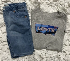Boys Size 10 Levi Jean Shorts And Shirt Set - Picture 1 of 8