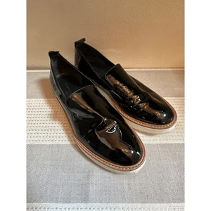 Vince Sanders Black Patent Leather Platform Slip-on Loafers Size 5.5 EUR 35.5 - Picture 1 of 7