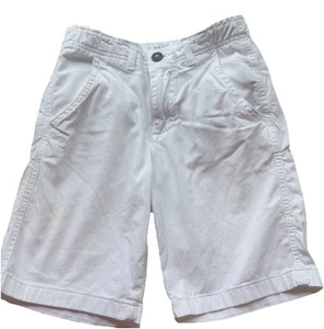 True Craft Boys White Bermuda Flat Front Khaki Chino Shorts Size 12 Adj Waist - Picture 1 of 7