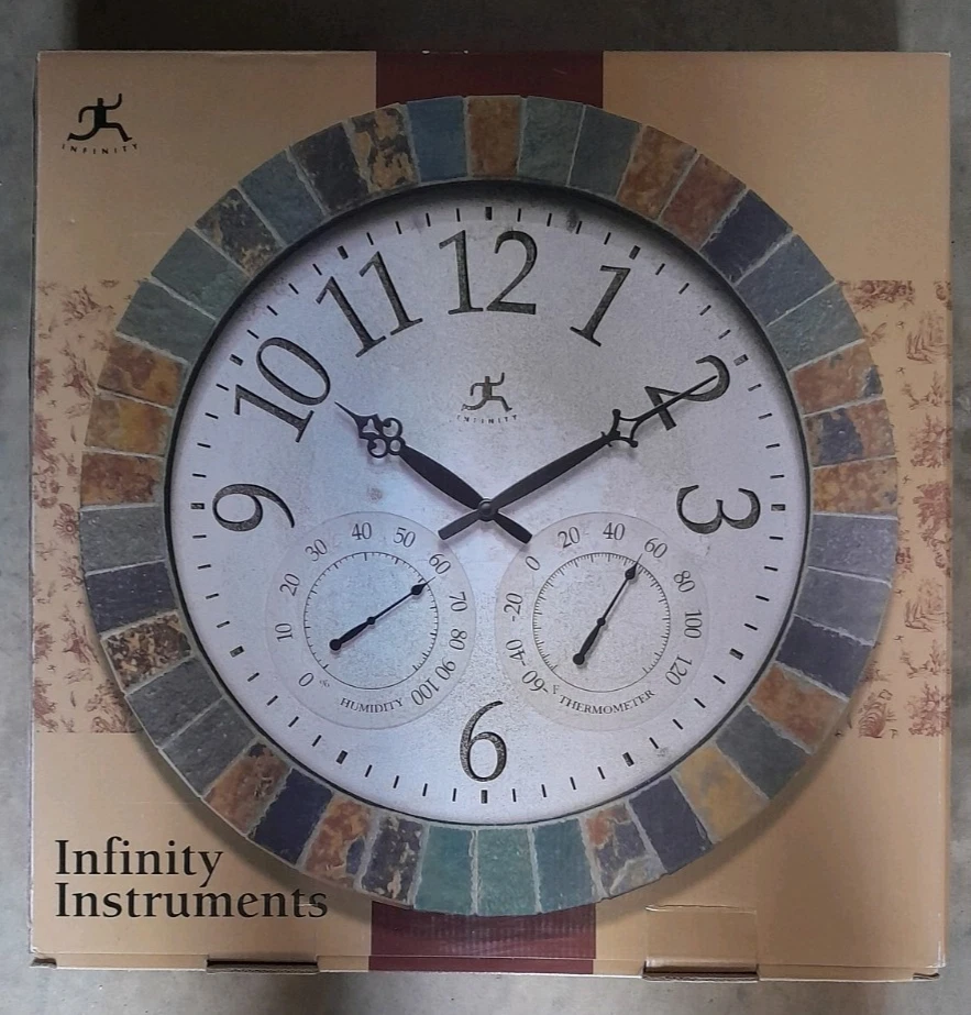Infinity Instruments Indoor/Outdoor Stone 18 inch Wall Clock - New in Box - Image 1 of 1