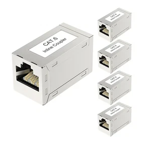 5Pcs RJ45 Cat5e Cat5 Cat6 Coupler Ethernet Inline Female to Female Connector v - Afbeelding 1 van 11