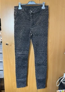 Calzedonia Flattering Leopard Animal Print High Waist Black Trousers Size 10/12 - Picture 1 of 10