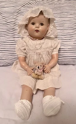 Vintage 20in Ideal Doll Co Composition Baby Doll  Cloth body original clothes - Image 1 of 4