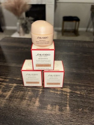 3 Shiseido Benefiance Wrinkle Smoothing Cream Enriched - .53 Oz / 15 ml Ea - NIB - Image 1 of 2