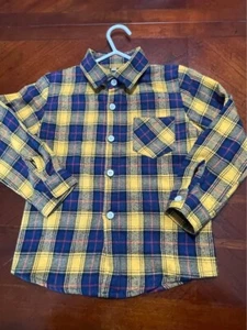 Western Blackwatch Windowpane Plaid Long Sleeve Button Up Shirt Boy Sz 4T - Picture 1 of 3
