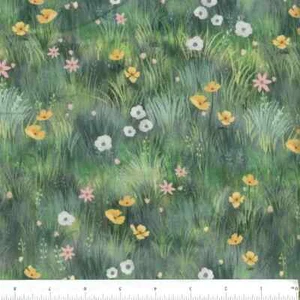 Green Serenity Digital Wildflowers Serenity by Kendra Binney BTY 44" Wide - Picture 1 of 5