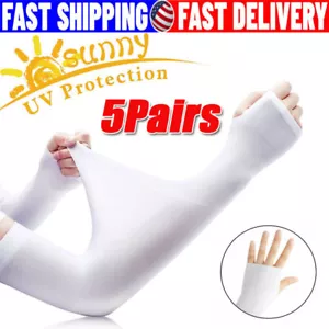 5 Pairs Cooling Arm Sleeves UV Sun Protect Covers For Men Women Outside Sport - Picture 1 of 20
