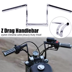 1" guidon z bar chrome moto Bohandelbar Pour Harley Suzuki Honda bber Chopper - Picture 1 of 10