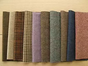 British Tweed 100% Wool Craft Squares - 10 Remnants 9x9 Inches, Made in UK - Picture 1 of 12