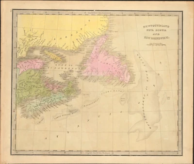 1840 Nova Scotia Newfoundland NB map by Greenleaf 14.2" x 11.9" rare 1st edition - Image 1 of 4