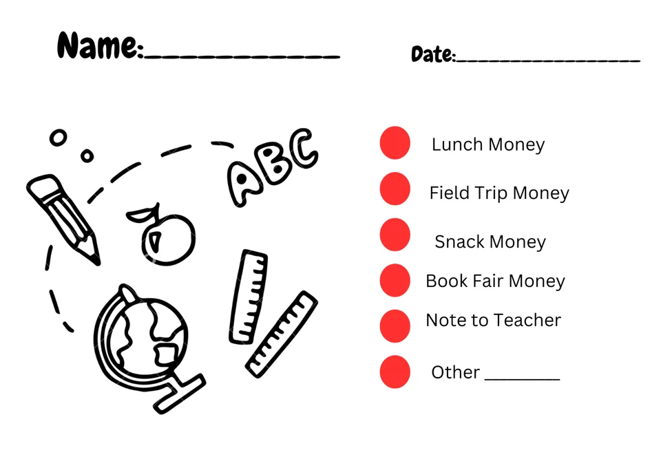 sobres para billetes escolares y dinero Foto 1 de 3