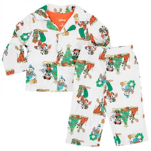 Mickey Mouse and Friends Christmas Tree Toddler Boy's 2-Piece Pajamas White - Picture 1 of 12