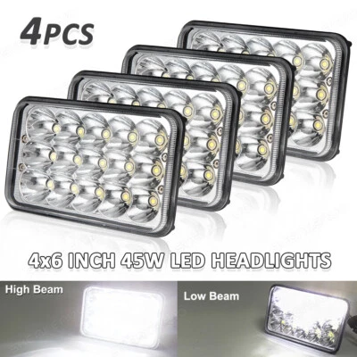4 шт светодиодных фар дальнего/ближнего света 4x6 дюймов с указателем поворота для Toyota Cressida 1981-1984 - Изображение 1 из 4