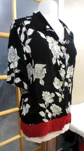 Vintage Stonebridge Shirt Rose Rock a Billy Hawaiian Style Black Red Sz XL Rayon - Picture 1 of 8