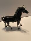 7" TALL BY 8 1/4" LONG BLACK & WHITE CERAMIC HORSE PONY COLT FIGURINE STANDING