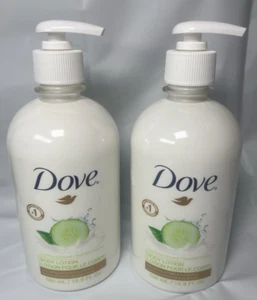2 Bottles Dove Body Lotion Cucumber & Green Tea Scent 16.9 oz in Each - Picture 1 of 3