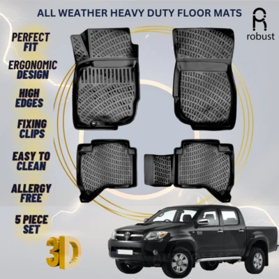 Напольные коврики вкладыши для Toyota Hilux 2004-2010 всепогодные сверхпрочные автомобильные коврики новые - Изображение 1 из 4