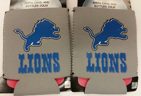 NFL Detroit Lions CAN Cooler, Coozie, Koozie, Coolie (Lot of 2) Team Color Cover