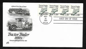 #2457 10c Tractor Trailer 1930s-ArtCraft FDC Coil (4) Plate #1 - Picture 1 of 3