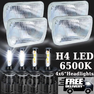 4PCS Fit GMC C4500 C5500 Topkick 2003-2009 DOT 4x6" LED Headlights Hi/Lo Beam H4 Foto 1 de 4