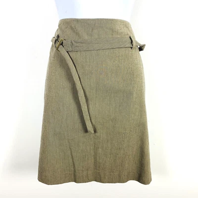 Kenneth Cole Womens Skirt sz 6 Beige Belted Straight Knee Length Lined Stretch  - Image 1 of 4