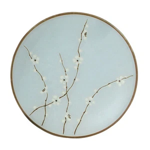 Japanese 10"D Round Dinner Serving Dish Plate Grey Ume Blossom Made in Japan - Picture 1 of 1