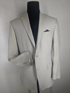 Calvin Klein 100% Pure Linen Blazer 2 Button Side Vents -42 Long - Picture 1 of 8