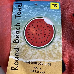 Round Beach Throw Towel - Watermelon Bite 56in soft thirsty red white pool dry - Picture 1 of 8