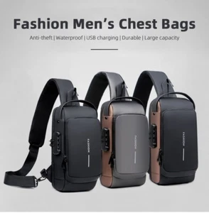 Herren Sling Rucksack Wasserdicht Anti-Diebstahl Schulter Crossbody Brusttasche USB Por - Bild 1 von 6