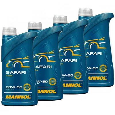 L'Huile De Moteur Huile 4 x1 Litre Mannol Safari 20W-50 20W50 Api Sn / CH-4 - Photo 1/4