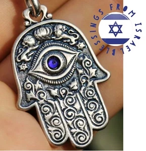 HAMSA Hand KEYCHAIN Jewish Symbols Charm Amulet, Kabbalah & Evil Eye Protection - Picture 1 of 7