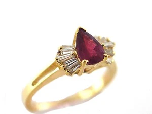 1.40 CT Natural Ruby & Diamond Lady's Ring VS/G 14K Yellow Gold - Picture 1 of 4