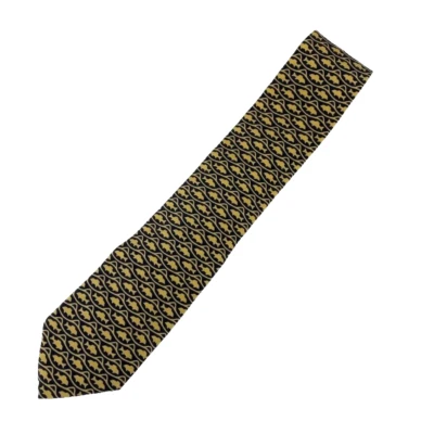 Corbata de cuello KARL LAGERFELD patrón de peces amarillo seda 100 % para hombre N0909 10 Foto 1 de 4