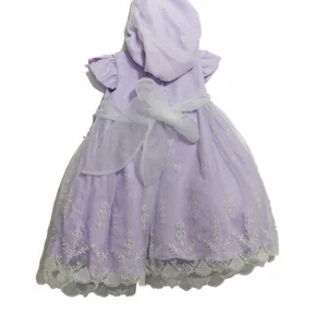 Lida Girls Outfit & Set Lilac Floral Organza Layer Cap Sleeve Dress Hat 18M NWT - Picture 1 of 5