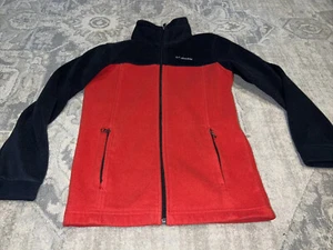 Columbia Fleece Jacket Kids Youth Black Red Long Sleeve Sz Medium - Picture 1 of 5